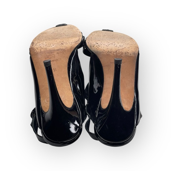 Manolo Blahnik ♔ Slingback Stilettos Sandal Heels ♔ Black Patent Leather ♔ 38.5 - Picture 12 of 16